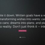 Write your goals down, or they just remain dreams…..